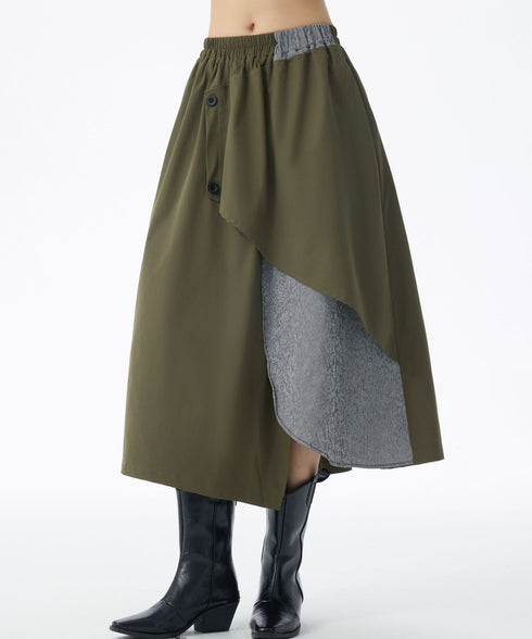 Layered Button Design Skirt