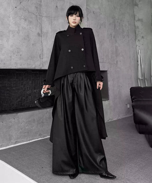 High Neck Draped Trench Coat