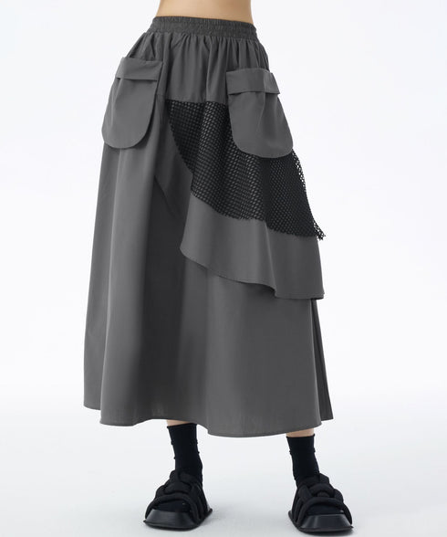 Layered Mesh Flap Skirt