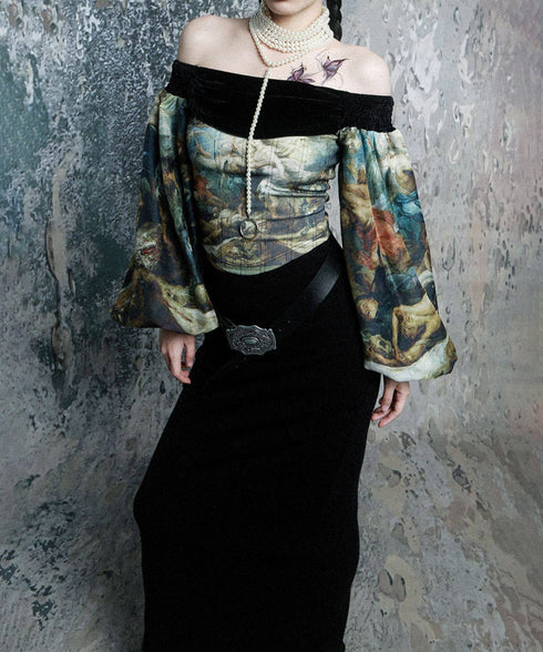 Marble Sheer Flare Dress