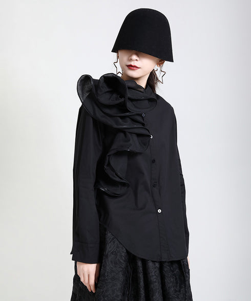 Glossy Dot Bow Blouse