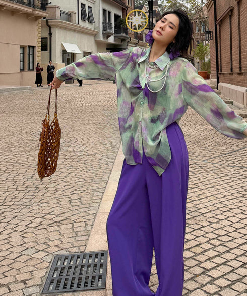 Veil Tie Print Blouse