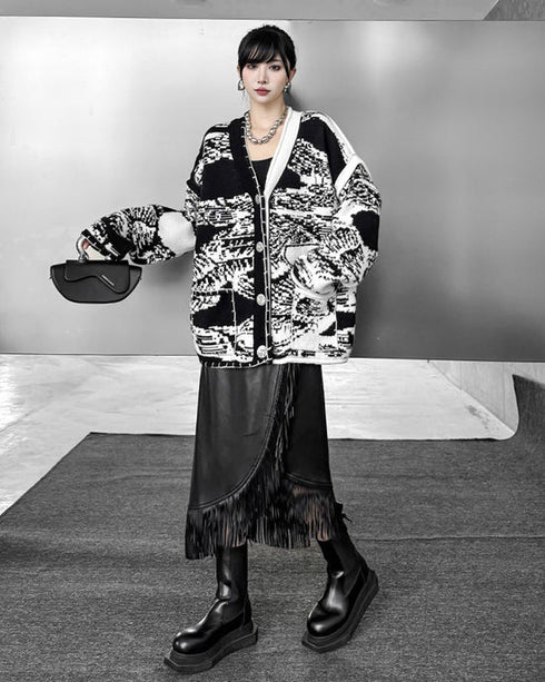 Graphic Knit Cardigan