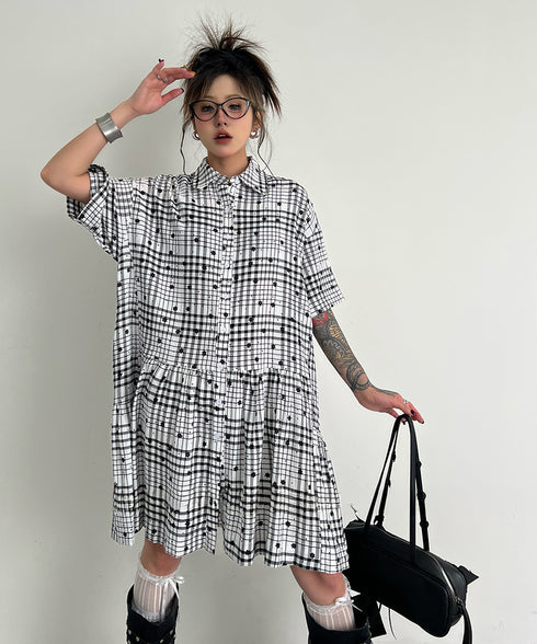 Star Monochrome Check Dress