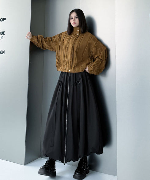 Front Zip Balloon Skirt