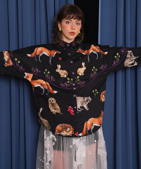 Forest Animal Printed Blouse