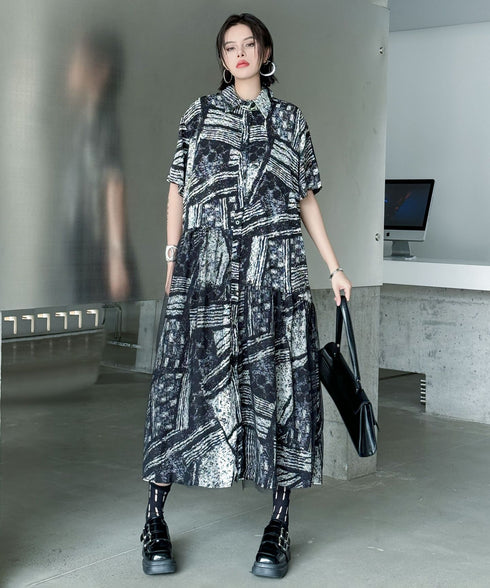 Noir Graphic Shirt Dress