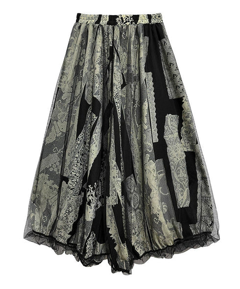 Lace Pattern Mesh Layered Skirt