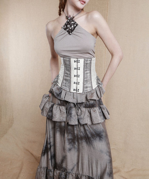 Layered Frill Lace-Up Corset Belt