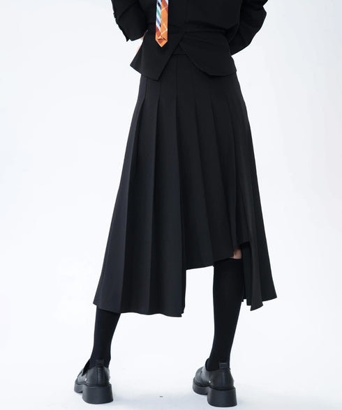 Pleated Draped Midi Skirt