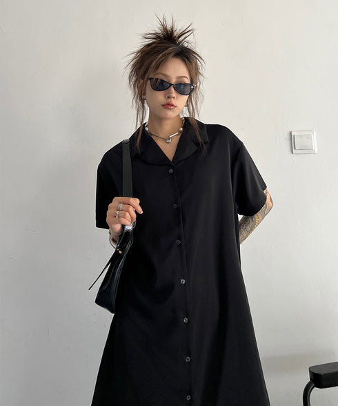 Dark Loose Shirt Dress