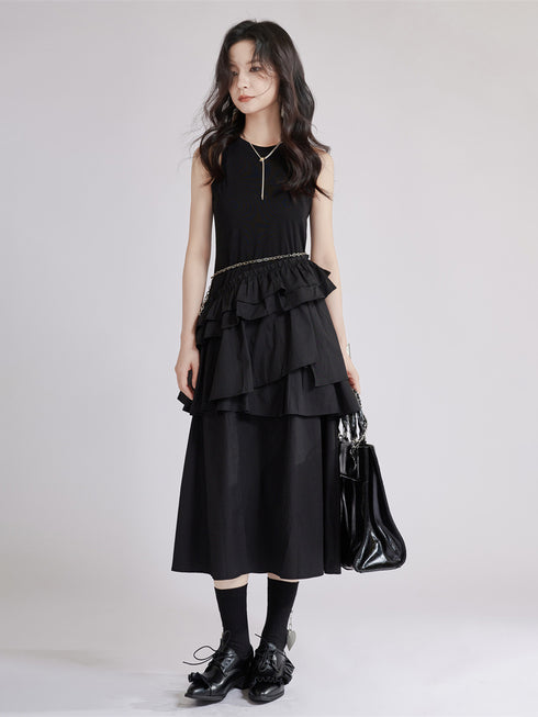 Frill Layered Combination Dress