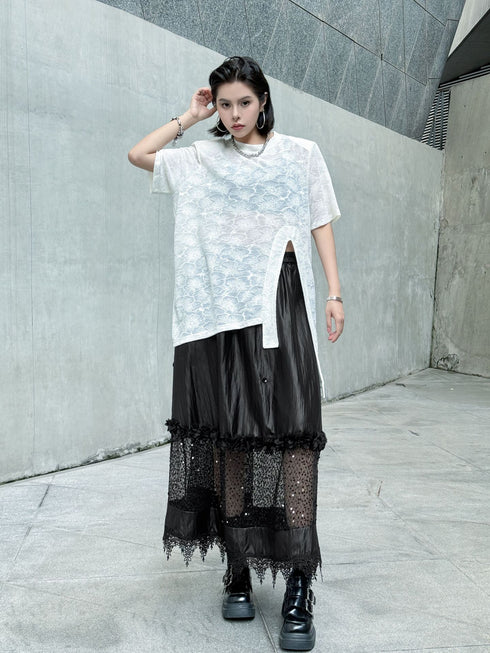 Noir Mesh Layered Skirt