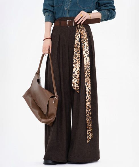 Wool Blend Wide Pleated Pants