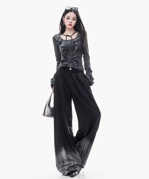 Gradient Hem Wide Slacks