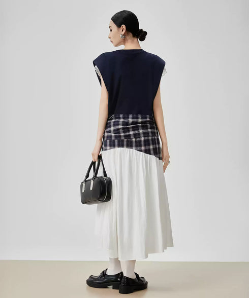 Layered Check Design Dress