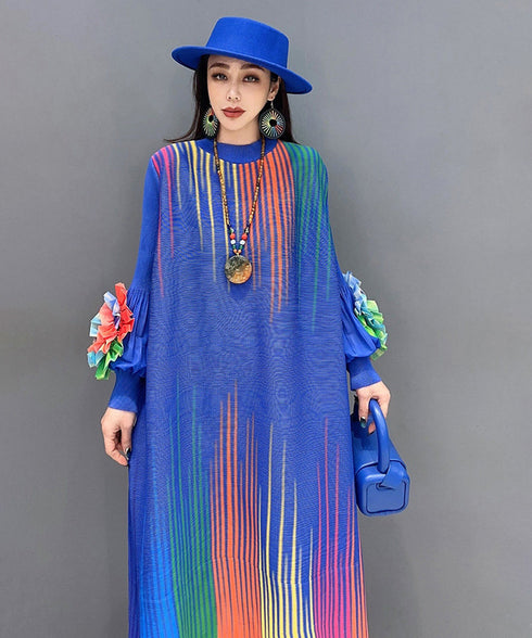 Gradient Pleats Long Dress