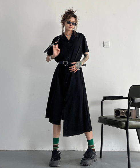 Dark Loose Shirt Dress