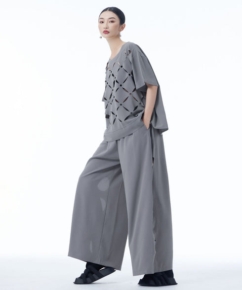 Dot Slit Wide Pants