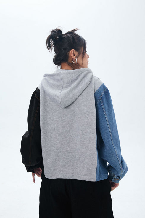 Patchwork Denim Hoodie