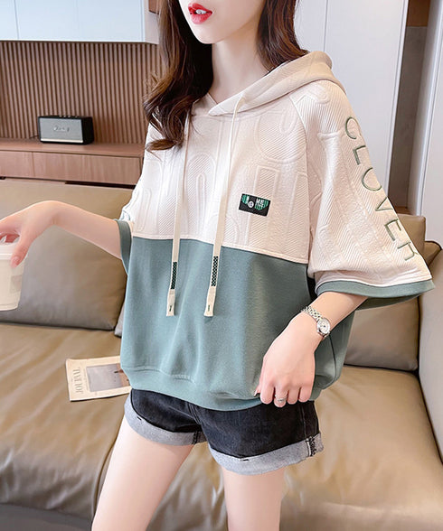Block Tone Hoodie Top