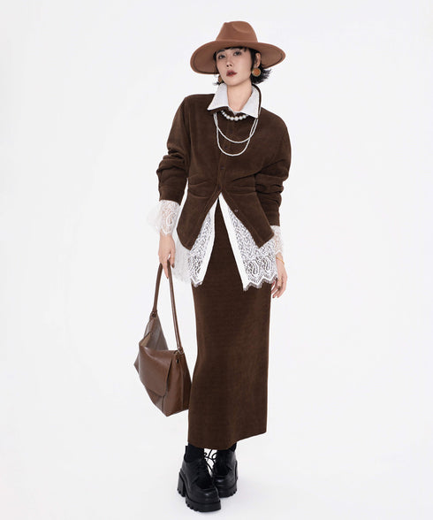 Corduroy Straight Maxi Skirt