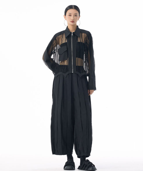 Mesh Zip Utility Blouse