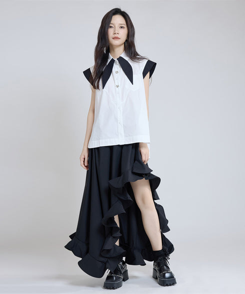 Contrast Collar Blouse