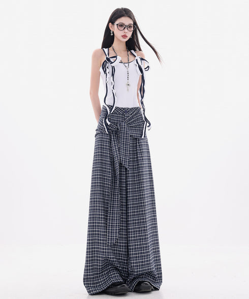 Grid Wrap Wide Pants