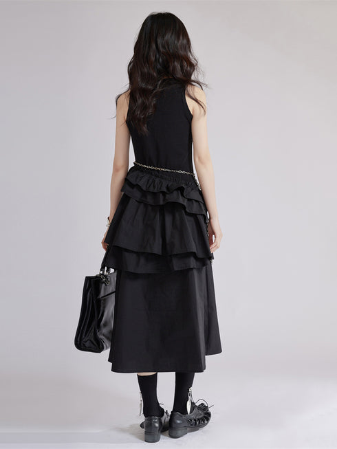 Frill Layered Combination Dress