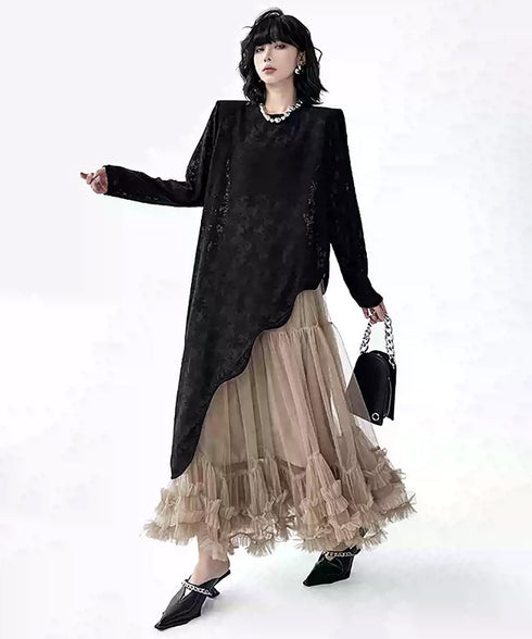 Volume Tiered Tulle Maxi Skirt