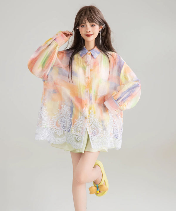 Watercolor Lace Blouse