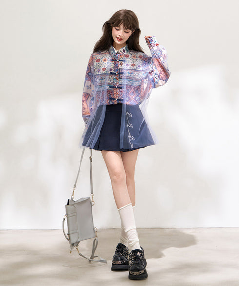 Mosaic Veil Toggle Blouse