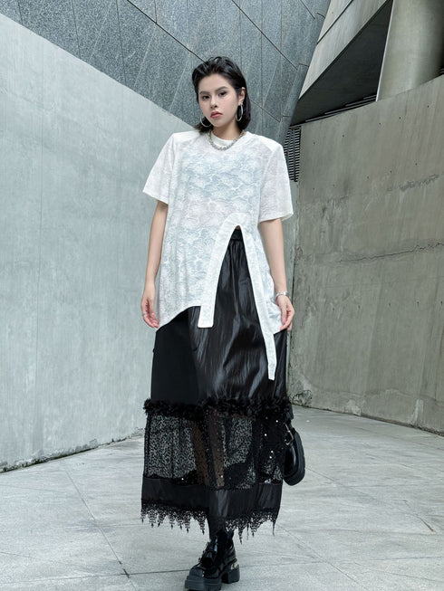 Noir Mesh Layered Skirt