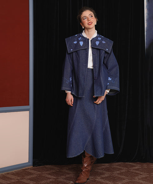 Grape Embroidered Denim Jacket