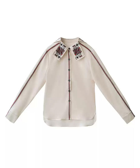 Card Collar Trimmed Blouse