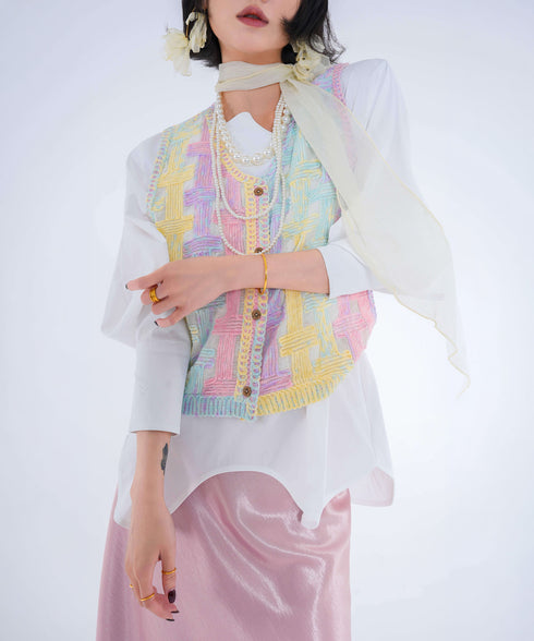 Pastel Grid Knit Vest