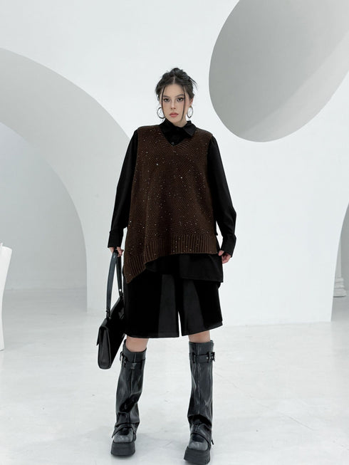 Glitter Knit Vest&Minimal Layered Shirt Series