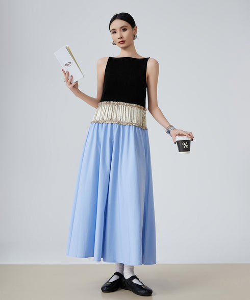 Velvet Shimmer Waist Dress