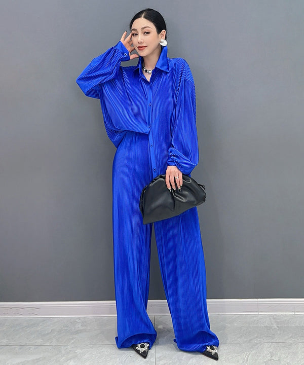 Pleat Flow Blouse&Pants Co-ord
