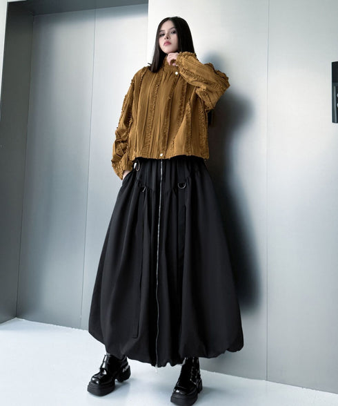 Front Zip Balloon Skirt