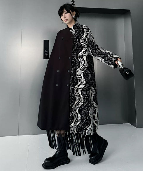 Wave Pattern Double Coat