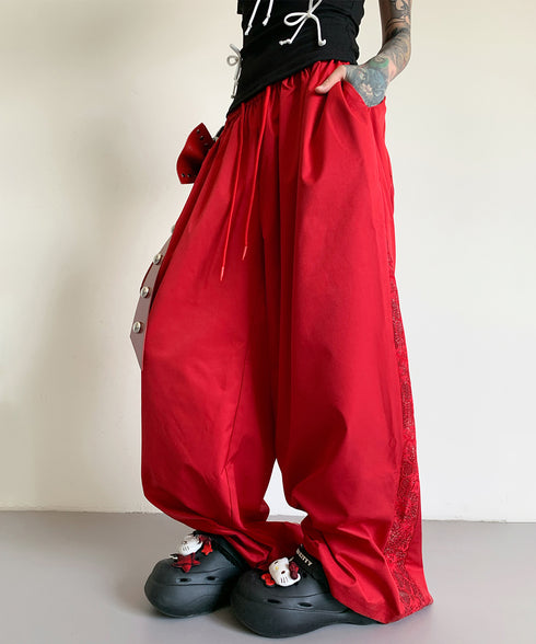 Lace Line Wide Pants