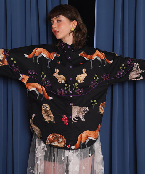 Forest Animal Printed Blouse