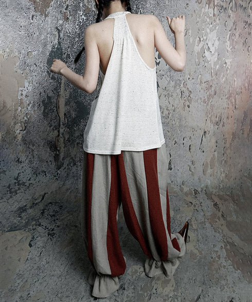 Stripe Gather Balloon Pants