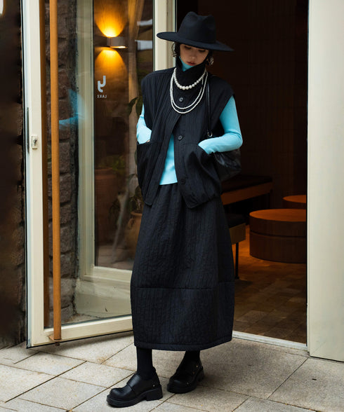 Quilted Volume Vest& Skirt Co-ord