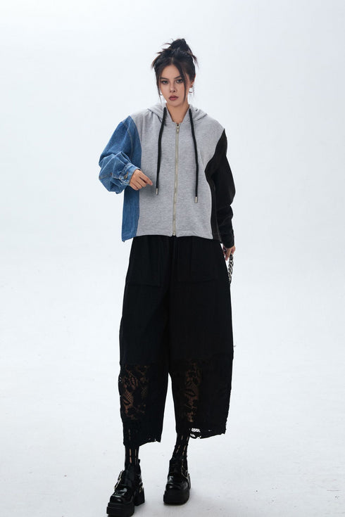 Lace Patchwork Wide Pants