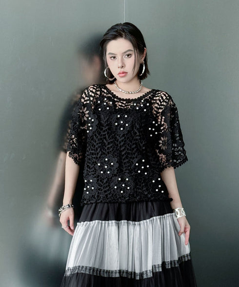 Flower Pearl Crochet Top