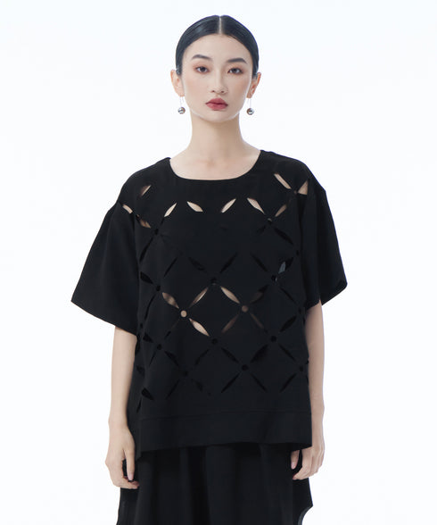 Cutout Cross Motif Top