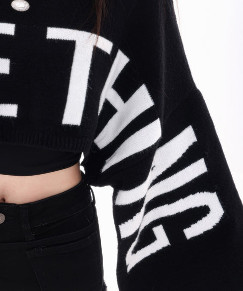 Frayed Contrast Knit Top